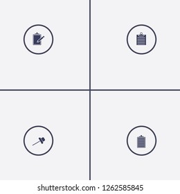 Best 4 notepad icon set. clipboard and paper pin vector illustration
