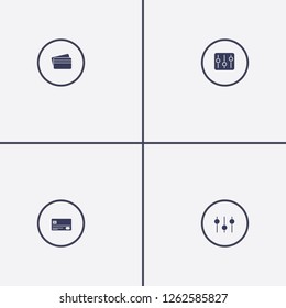 Best 4 pay icon set. credit card and equalizer vector illustration