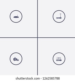 Best 4 speed icon set. router and ambulance vector illustration