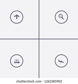 Best 4 speed icon set. router, road, airplane and zoom out vector illustration