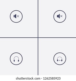 Best 4 stereo icon set. headphone and sound off vector illustration