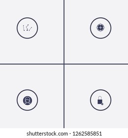 Best 4 strategy icon set. add shopping bag, user, aim and tactic vector illustration