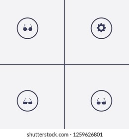 Best 4 teeth icon set. gear and glasses vector illustration
