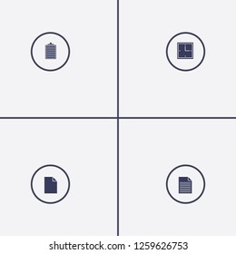 Best 4 work icon set. clock, clipboard and document vector illustration