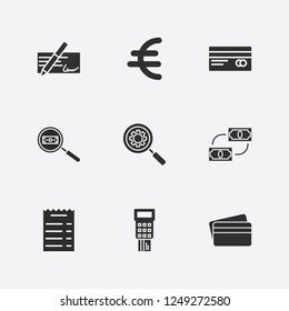 Best 9 banking icon set. pos terminal, money check, search setting and credit card vector illustration