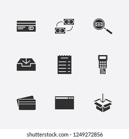 Best 9 banking icon set. money check, search money, credit card and exchange vector illustration