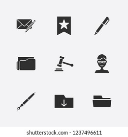Best 9 book icon set. glasses boy, pen, folder and bookmark vector illustration