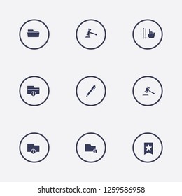 Best 9 book icon set. pen, folder information, bookmark and vertical scroll vector illustration
