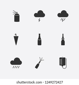 Best 9 drop icon set. umbrella, raining, blood bag and rain day vector illustration