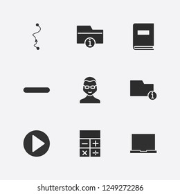 Best 9 education icon set. book, calculator, minus and laptop vector illustration
