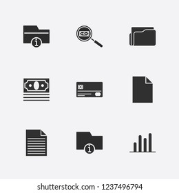 Best 9 finance icon set. credit card, money, folder information and search money vector illustration