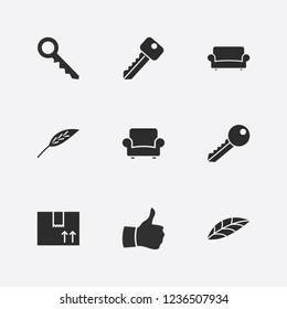Best 9 flat icon set. leaf, armchair, sofa and thumb vector illustration