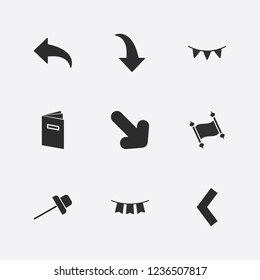 Best 9 frame icon set. arrow, paper pin, menu and old paper vector illustration