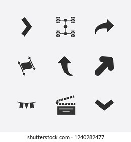 Best 9 frame icon set. car chassis, clapper board, garland and old paper vector illustration