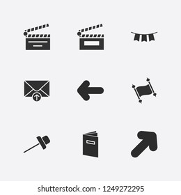 Best 9 frame icon set. message up, menu, old paper and paper pin vector illustration