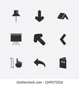 Best 9 frame icon set. paper pin, board, vertical scroll and menu vector illustration