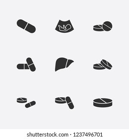 Best 9 hospital icon set. liver, drug and baby ultrasound vector illustration