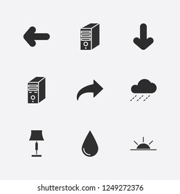 Best 9 light icon set. arrow, cloud, sunset and computer case vector illustration - Powered by Shutterstock - Get 15% off with code: PIKWIZARD15