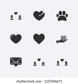 Best 9 love icon set. lesbian love, paw, gay love and man and woman love vector illustration