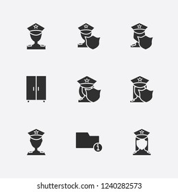 Best 9 order icon set. wardrobe, police and folder information vector illustration