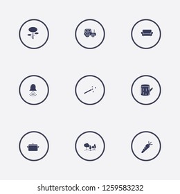 Best 9 plant icon set. root, tree stump, forest and pot vector illustration