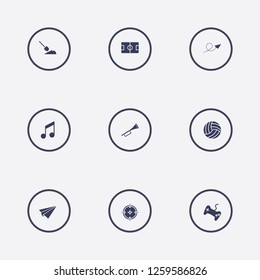Best 9 play icon set. joystick, stadium, volleyball and trumpet vector illustration