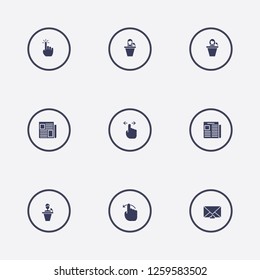 Best 9 press icon set. finger swipe, click, newspaper and speaker man vector illustration