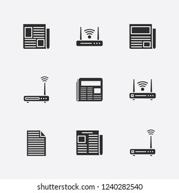 Best 9 reading icon set. router, document and newspaper vector illustration
