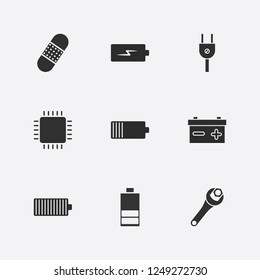 Best 9 repair icon set. cpu, battery, plaster and wrench vector illustration