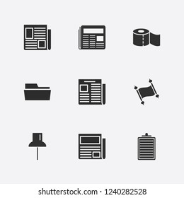 Best 9 sheet icon set. toilet paper, clipboard, paper pin and newspaper vector illustration