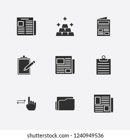 Best 9 sheet icon set. gold, folder, clipboard and newspaper vector illustration