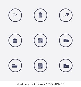 Best 9 sheet icon set. newspaper, toilet paper, clipboard and folder vector illustration