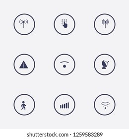 Best 9 signal icon set. pedestrian, warning, wifi signal and hand pressing number vector illustration