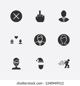 Best 9 smile icon set. user, glasses boy, businessman and man and woman love vector illustration