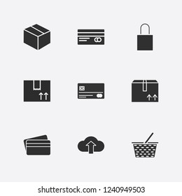 Best 9 store icon set. shopping basket, shopping bag, cloud upload and box vector illustration