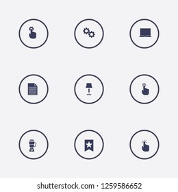 Best 9 table icon set. document, setting, blender and laptop vector illustration