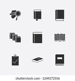 Best 9 writing icon set. book, inspector and clipboard check vector illustration