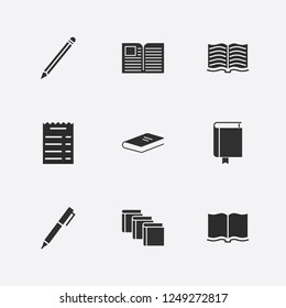 Best 9 writing icon set. pen, book, pencil and money check vector illustration