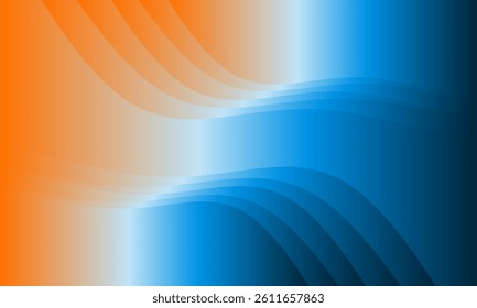 Best Abstract Background Design Version Gradient with Wave Lines in Blue White and Orange for Branding, Ads, Social Media, Wallpaper, Website etc