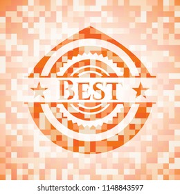 Best abstract emblem, orange mosaic background