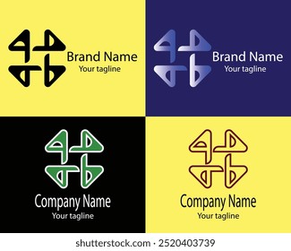 Best Abstract Logos - Four Different Designs of Same Shape for Business Company-Institution-Organization-Association-Foundation etc.