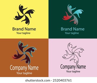 Best Abstract Logos - Four Different Designs of Same Shape for Business Company-Institution-Organization-Association-Foundation etc.