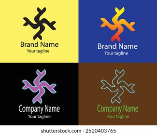 Best Abstract Logos - Four Different Designs of Same Shape for Business Company-Institution-Organization-Association-Foundation etc.
