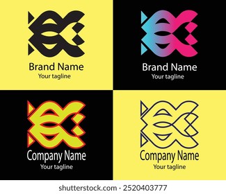 Melhores logotipos abstratos - Quatro diferentes desenhos da mesma forma para empresa-instituição-organização-associação-fundação etc.