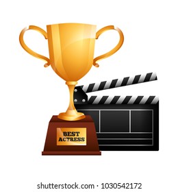 best actress trophy cup and clapper film