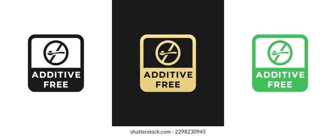 Best Additive Free Label or Additive Free Icon Vector Isolated in Flat Style. Additive Free Label for product packaging design element. Additive Free Icon for product design element.