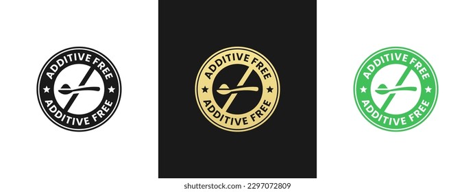 Best Additive Free Label or Additive Free Stamp Vector Isolated in Flat Style. Additive Free Label for product packaging design element. Additive Free Stamp for product design element.