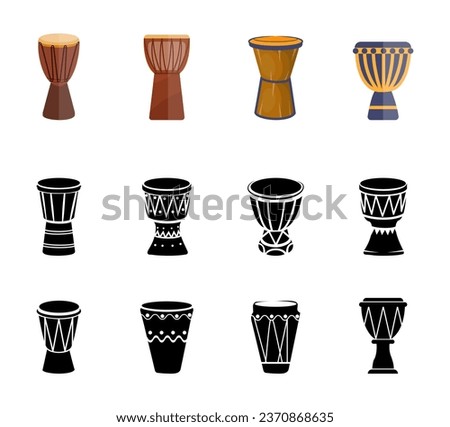 Best African Drum Instrument Vector Illustration Clip Art Set, African Drum Isolated Sound Folk Entertainment Collection. Tribal Vector Art Music African Drum Design.

