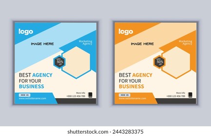 best agency for your business social media design vector template