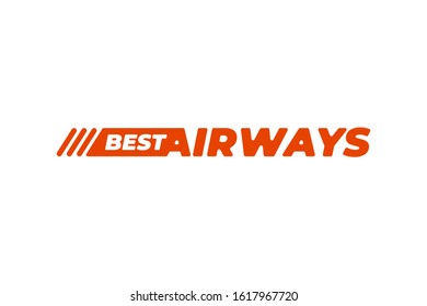 Best Airways company bussiness corporate identity symbol for advertising. Dynamic red lettering element for air carrier design. Vector isolated illustration